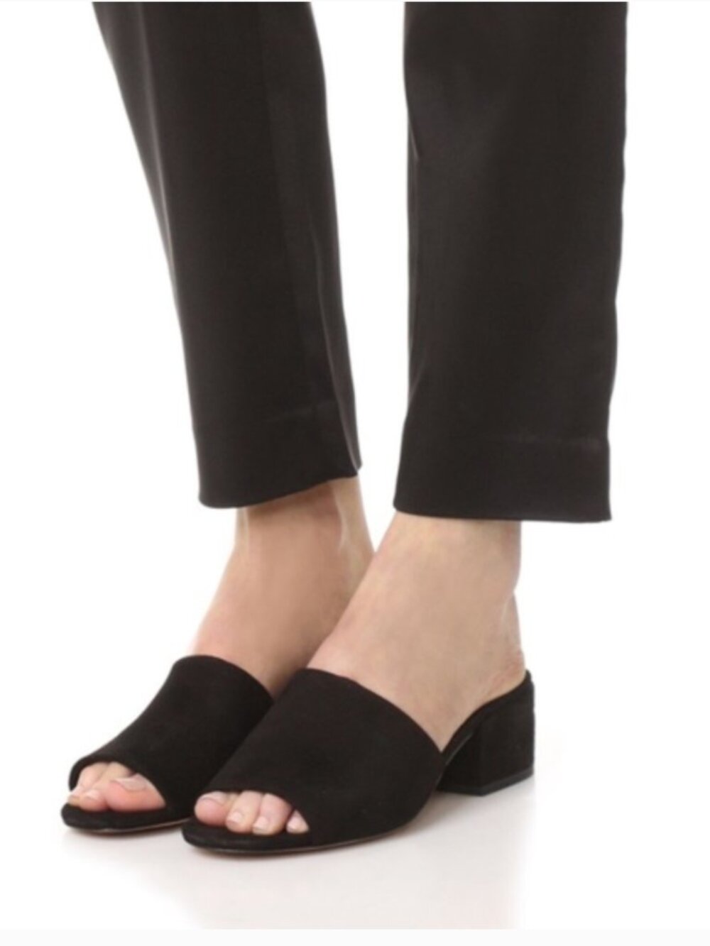 VINCE RACHELLE. Navy blue/black SUEDE mules sandals ITALY